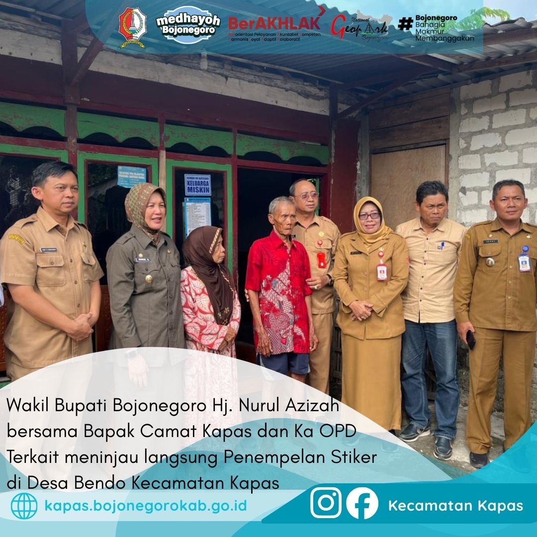 Wakil Bupati Bojonegoro Tinjau Penempelan Stiker Keluarga Miskin di Desa Bendo Kecamatan Kapas