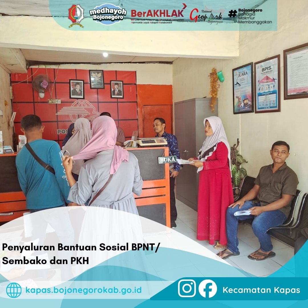 Penyaluran BPNT dan PKH di Kantor Pos Kapas Tertib, 61 KPM Terlayani