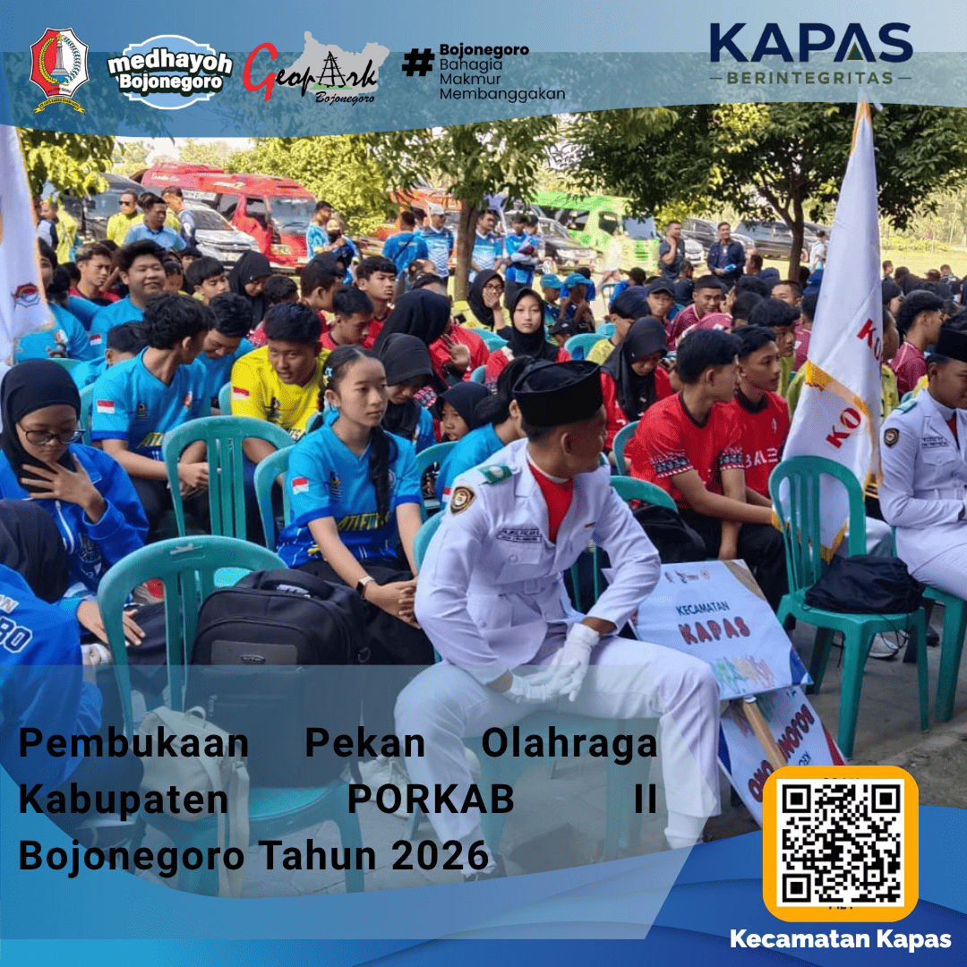 Semangat Sportivitas, Kecamatan Kapas Hadiri Pembukaan Porkab II Tahun 2026