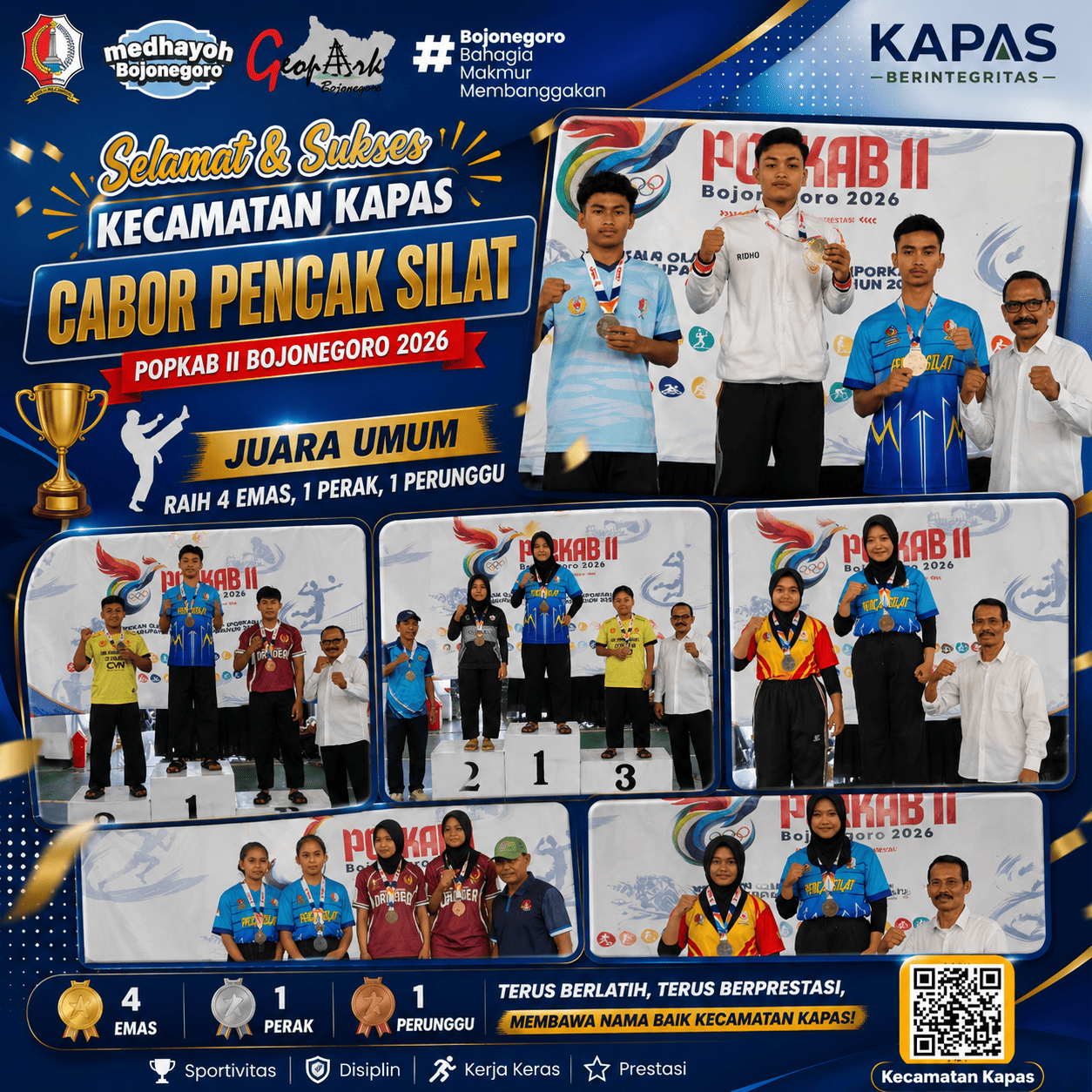 Kecamatan Kapas Bersinar di PORKAB II Bojonegoro 2026, Sabet Beragam Gelar Juara