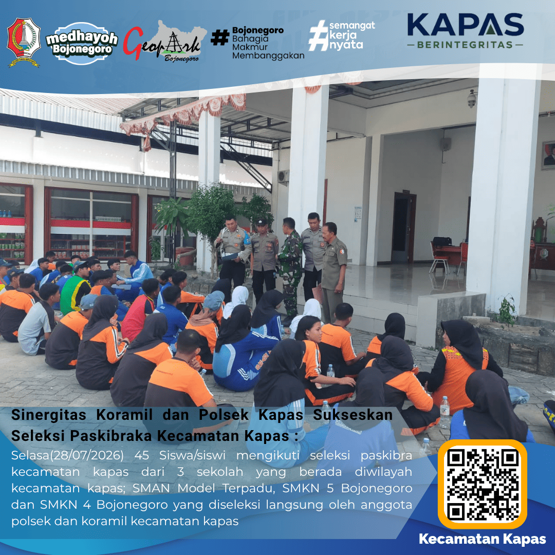 Sinergitas Koramil dan Polsek Kapas Sukseskan Seleksi Paskibraka Kecamatan Kapas