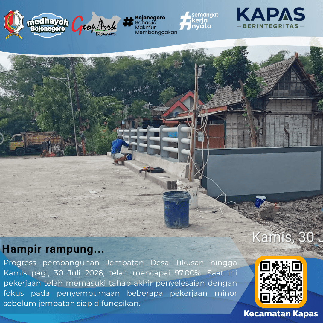 Monev Pembangunan Jembatan Kapas, Tikusan Hampir Rampung, Semenpinggir Terus Dikebut