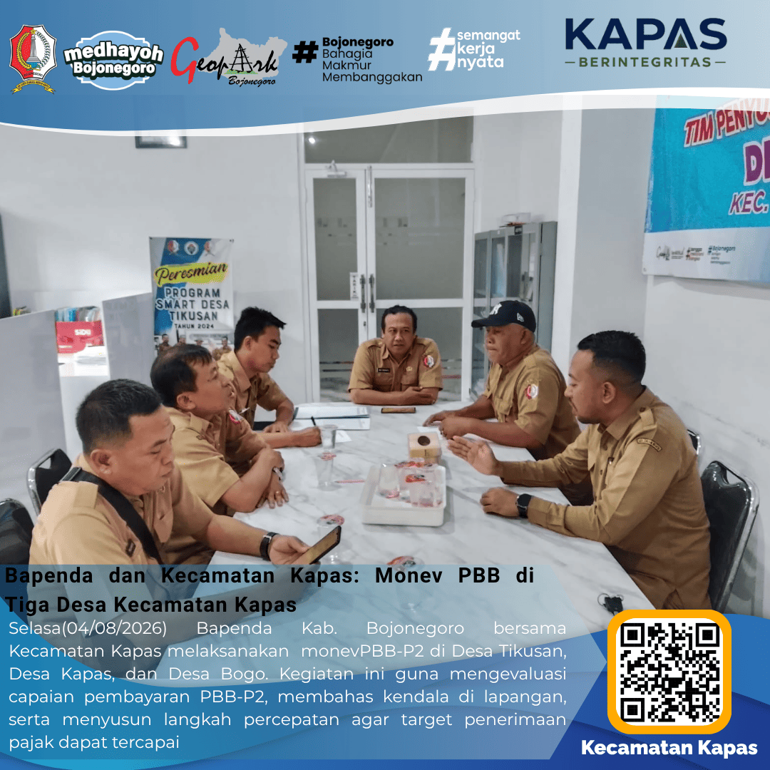 Kecamatan Kapas dan Bapenda Perkuat Koordinasi untuk Tingkatkan Realisasi PBB-P2