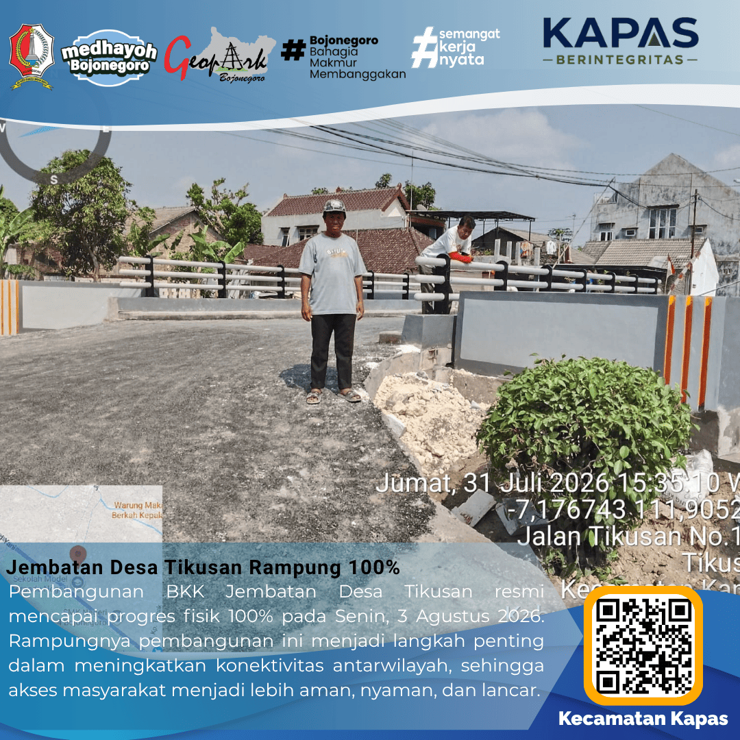 Kabar Baik! Jembatan Desa Tikusan Resmi Tuntas, Pembangunan Semenpinggir Terus Dikebut