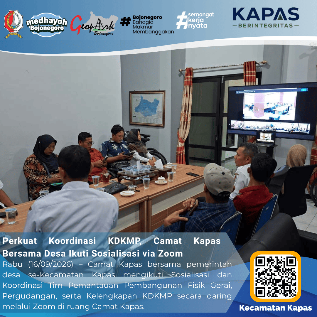 Perkuat Koordinasi KDKMP, Camat Kapas Bersama Desa Ikut Sosialisasi Via Zoom