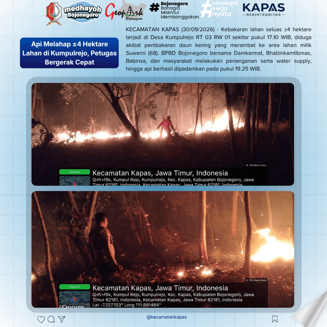 Api Melahap ± 4 Hektare Lahan di Kumpulrejo, Petugas Bergerak Cepat