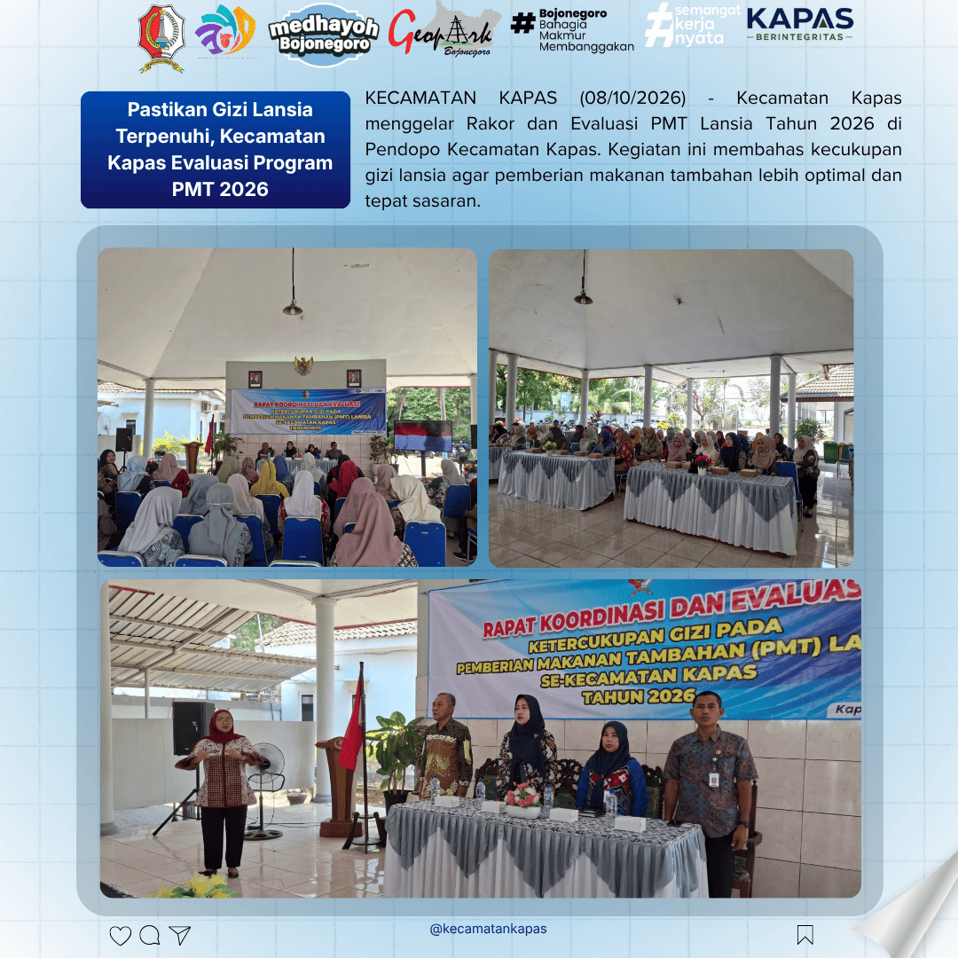 Pastikan Gizi Lansia Terpenuhi, Kecamatan Kapas Evaluasi Program PMT 2026