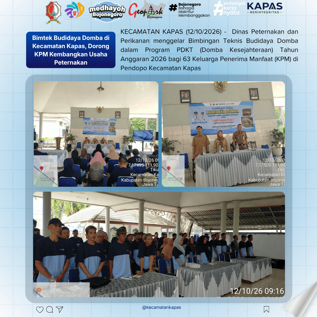 Bimtek Budidaya Domba di Kecamatan Kapas, Dorong KPM Kembangkan Usaha Peternakan